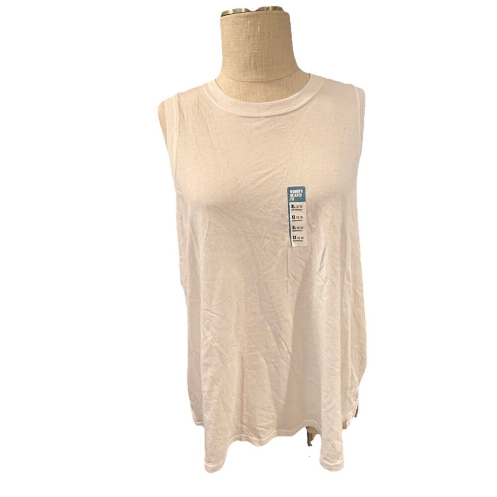 Carhartt Women’s Relaxed Fit Sleeveless White Tank Top Size L TENCEL Soft New
